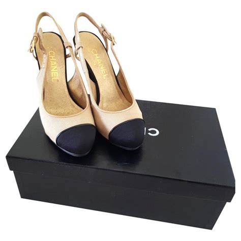 chanel beige black heels|chanel slingback price euro.